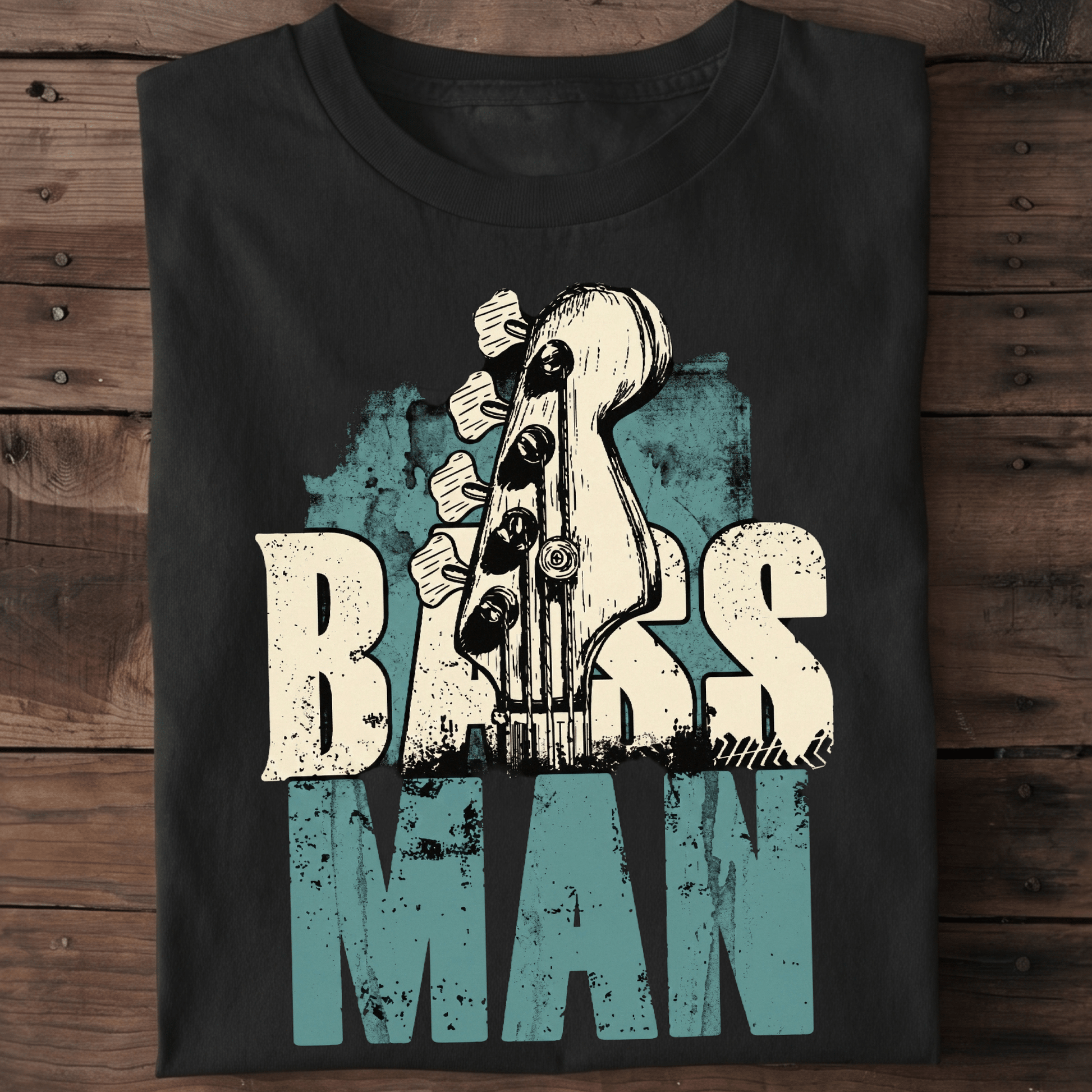 Bass Man Headstock Grunge Tee - The Music Frontiers