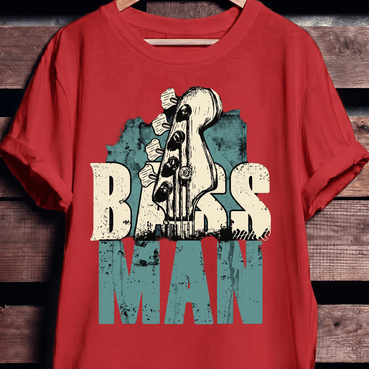 Bass Man Headstock Grunge Tee - The Music Frontiers