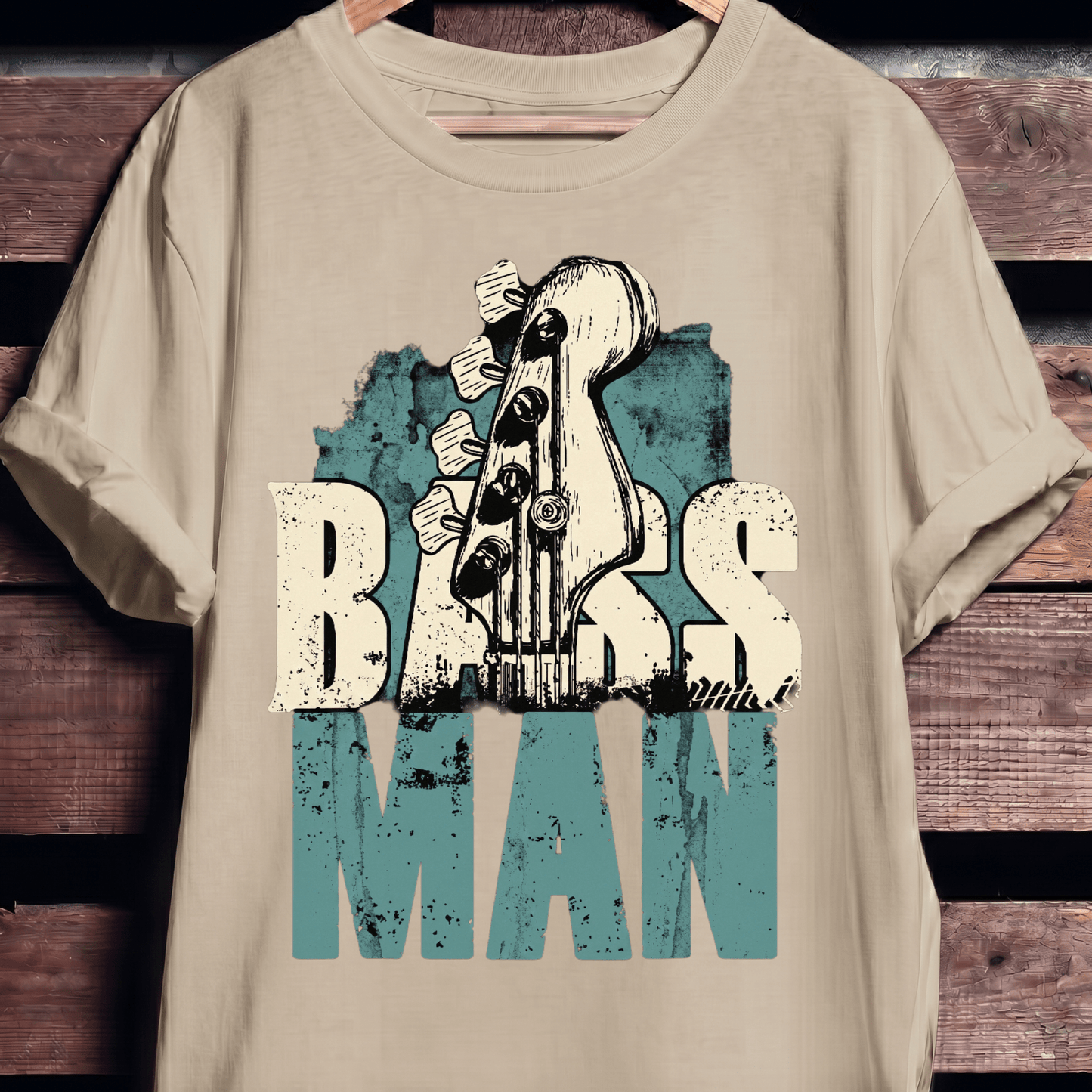 Bass Man Headstock Grunge Tee - The Music Frontiers