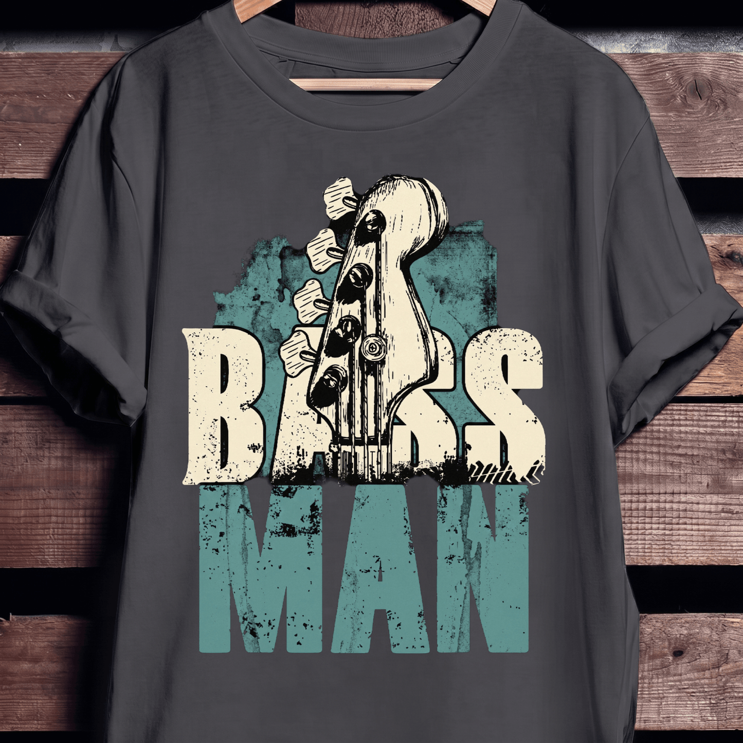 Bass Man Headstock Grunge Tee - The Music Frontiers