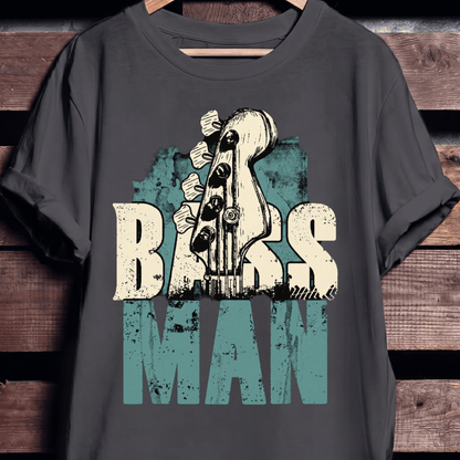 Bass Man Headstock Grunge Tee - The Music Frontiers