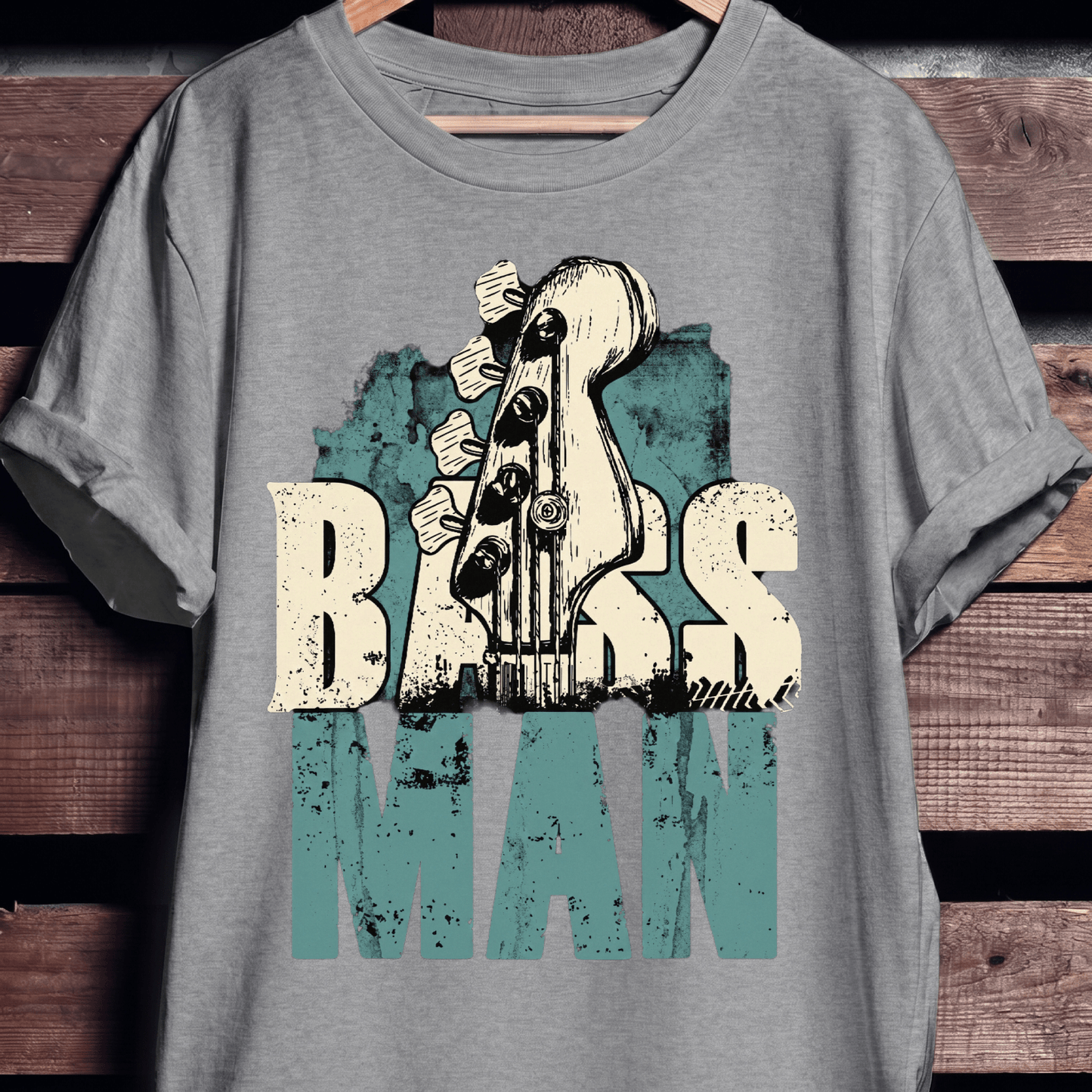 Bass Man Headstock Grunge Tee - The Music Frontiers