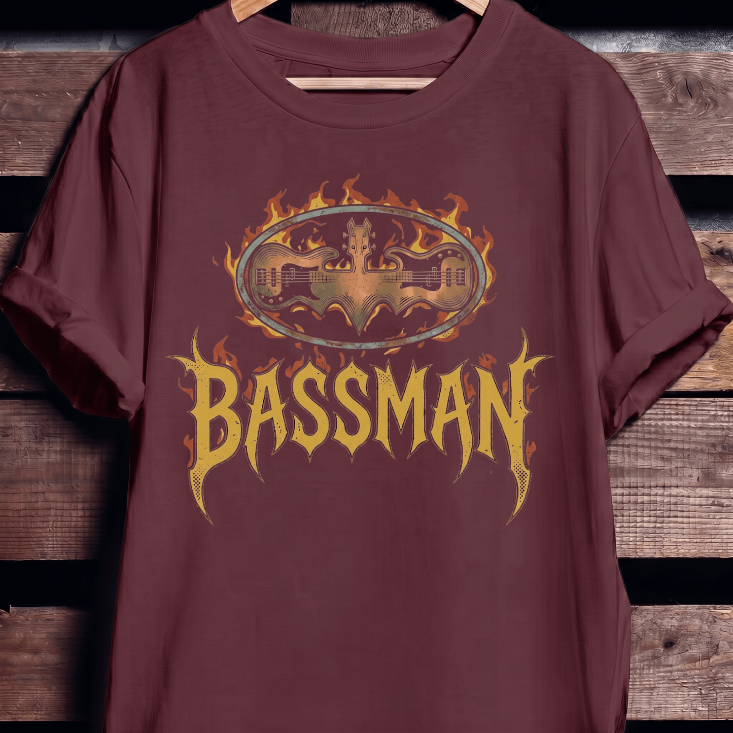 Bassman Superhero Fire Rock Tee - The Music Frontiers
