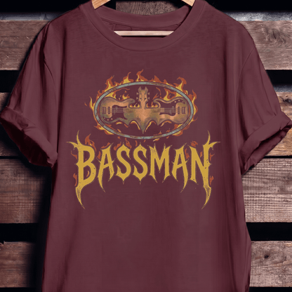 Bassman Superhero Fire Rock Tee - The Music Frontiers