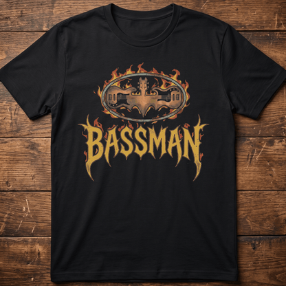 Bassman Superhero Fire Rock Tee - The Music Frontiers