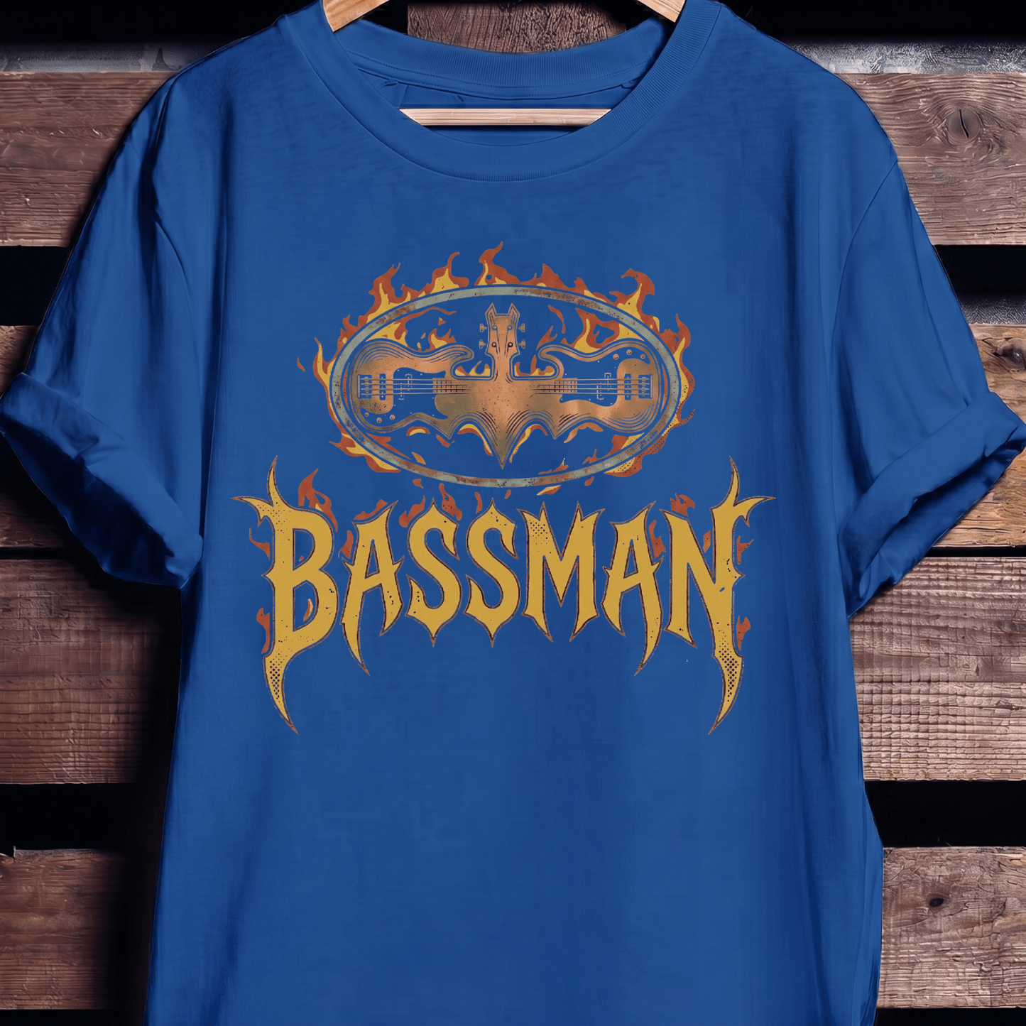 Bassman Superhero Fire Rock Tee - The Music Frontiers