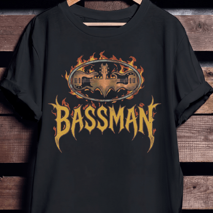 Bassman Superhero Fire Rock Tee - The Music Frontiers
