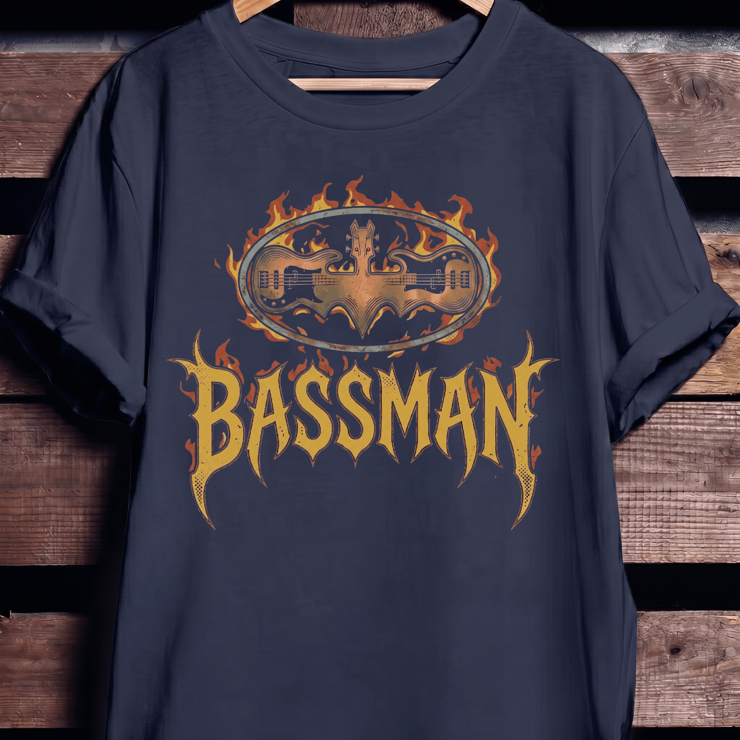 Bassman Superhero Fire Rock Tee - The Music Frontiers