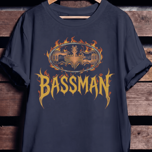 Bassman Superhero Fire Rock Tee - The Music Frontiers