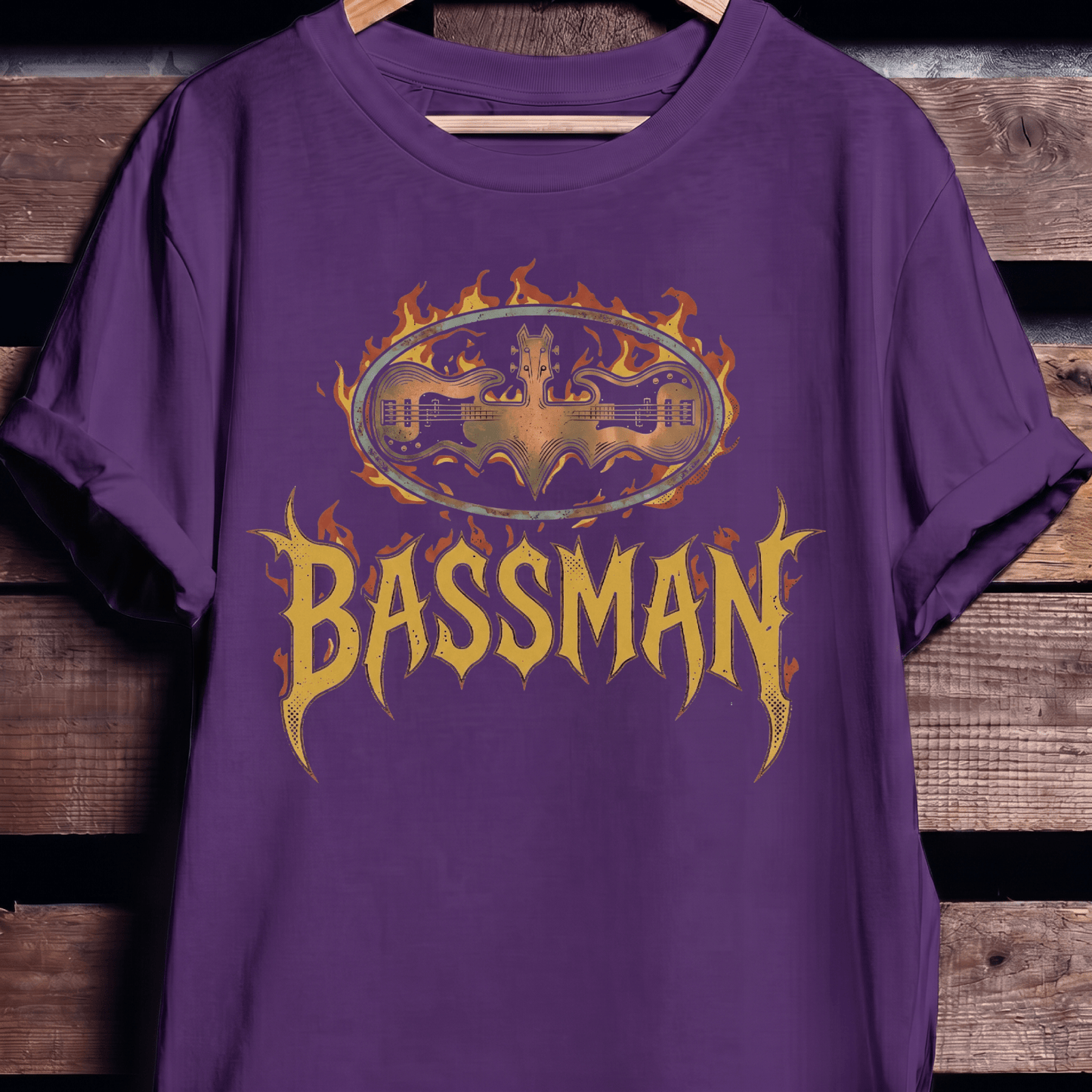 Bassman Superhero Fire Rock Tee - The Music Frontiers