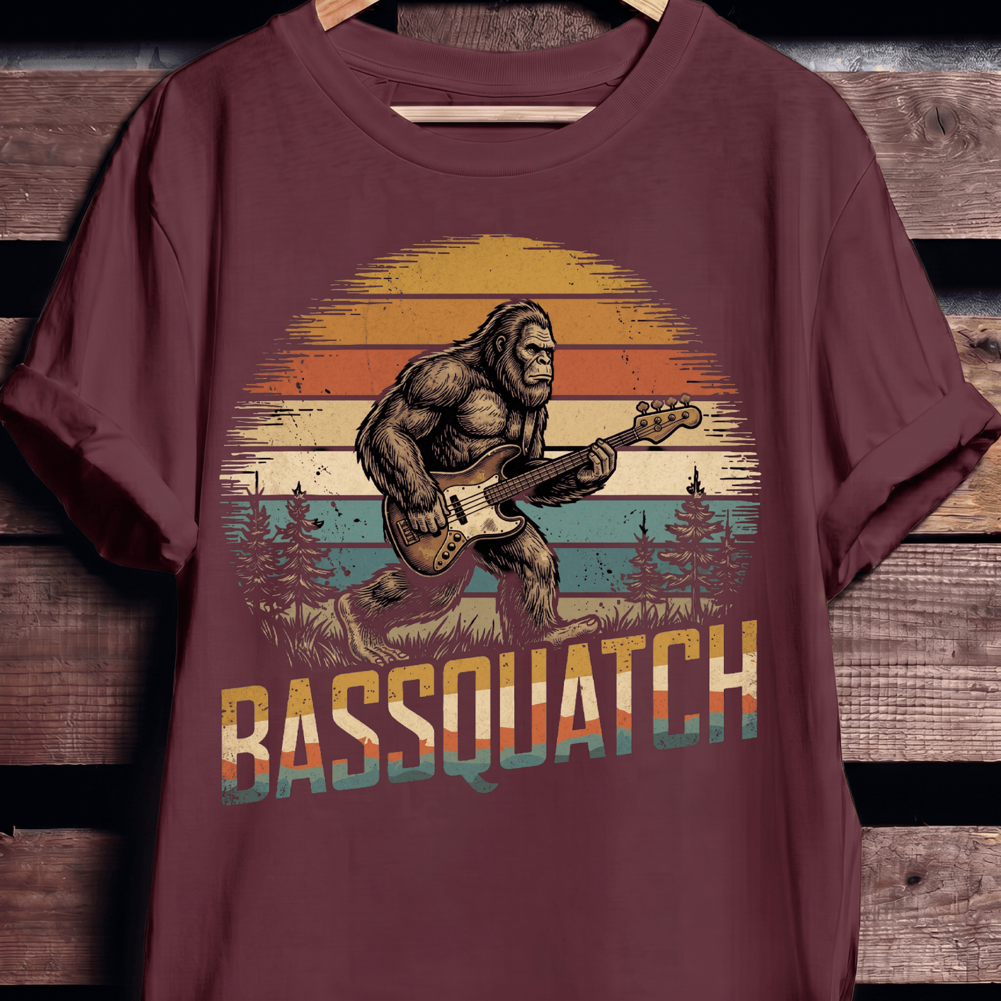 Bassquatch Retro Bigfoot Bassist Tee - The Music Frontiers