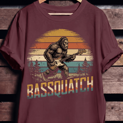 Bassquatch Retro Bigfoot Bassist Tee - The Music Frontiers