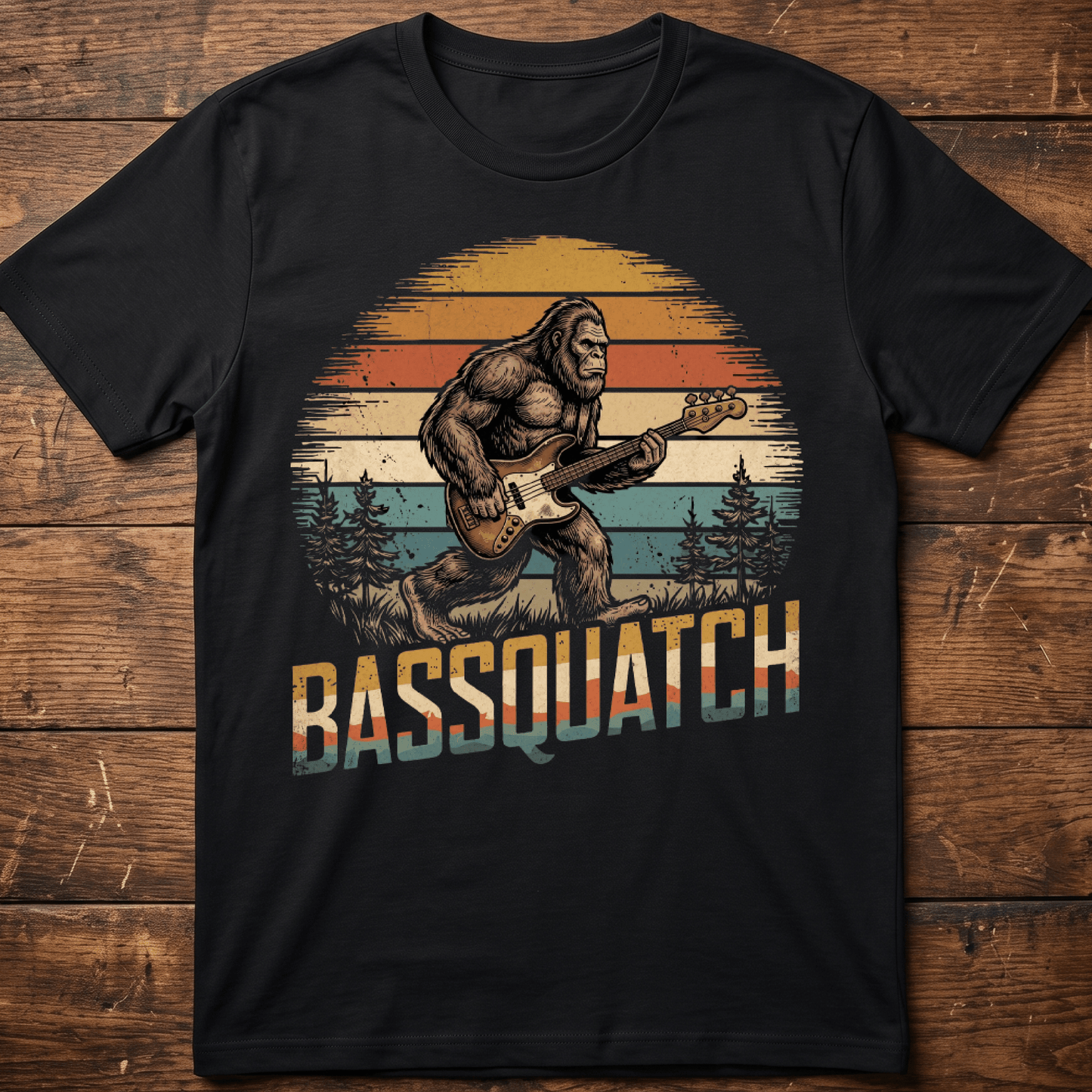 Bassquatch Retro Bigfoot Bassist Tee - The Music Frontiers
