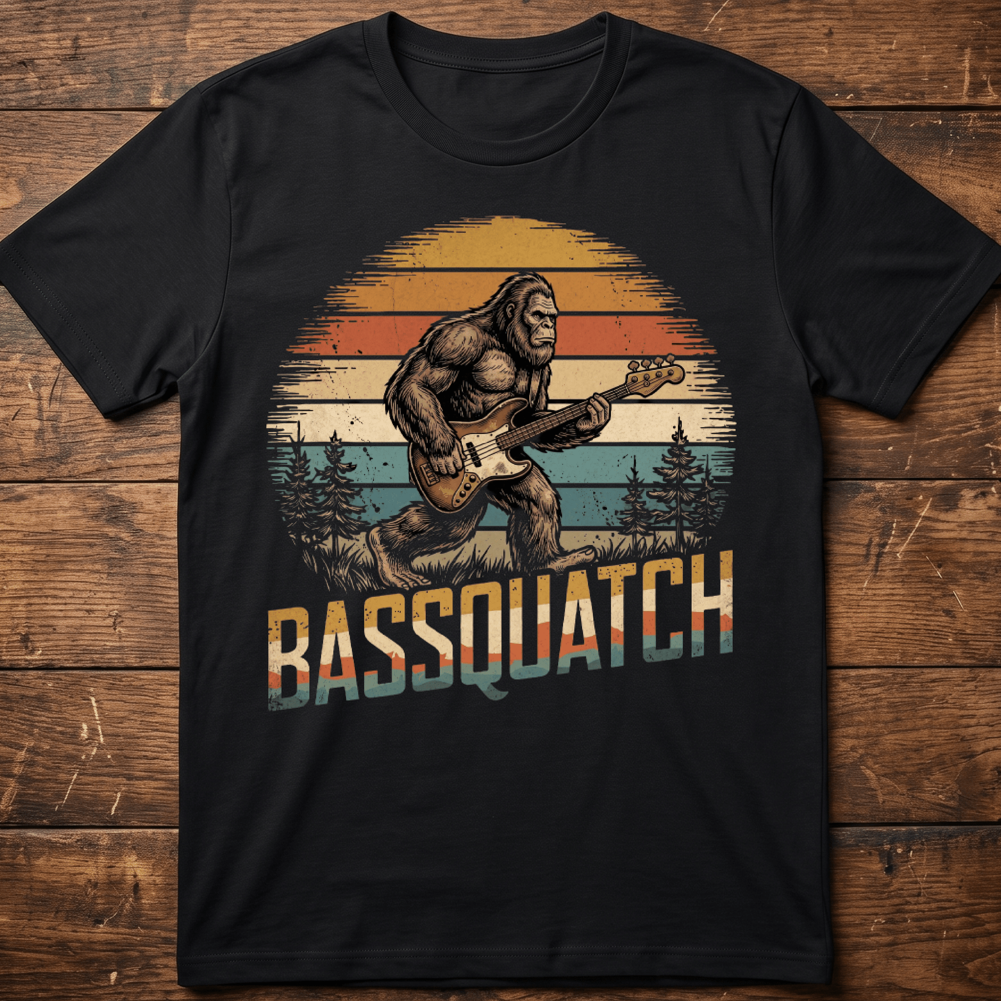 Bassquatch Retro Bigfoot Bassist Tee - The Music Frontiers