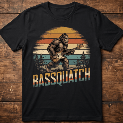 Bassquatch Retro Bigfoot Bassist Tee - The Music Frontiers