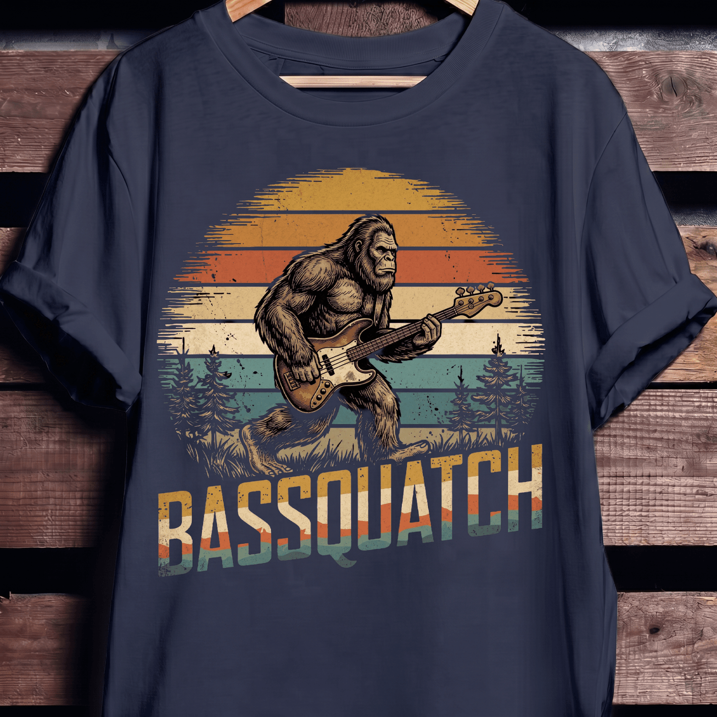 Bassquatch Retro Bigfoot Bassist Tee - The Music Frontiers