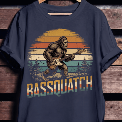 Bassquatch Retro Bigfoot Bassist Tee - The Music Frontiers