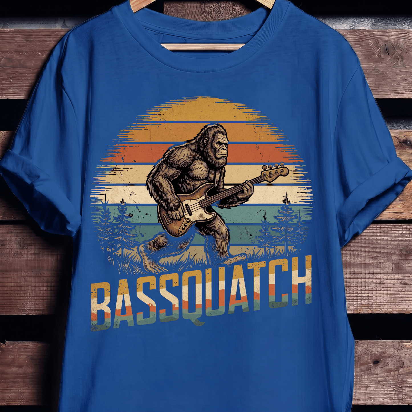 Bassquatch Retro Bigfoot Bassist Tee - The Music Frontiers
