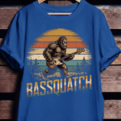 Bassquatch Retro Bigfoot Bassist Tee - The Music Frontiers
