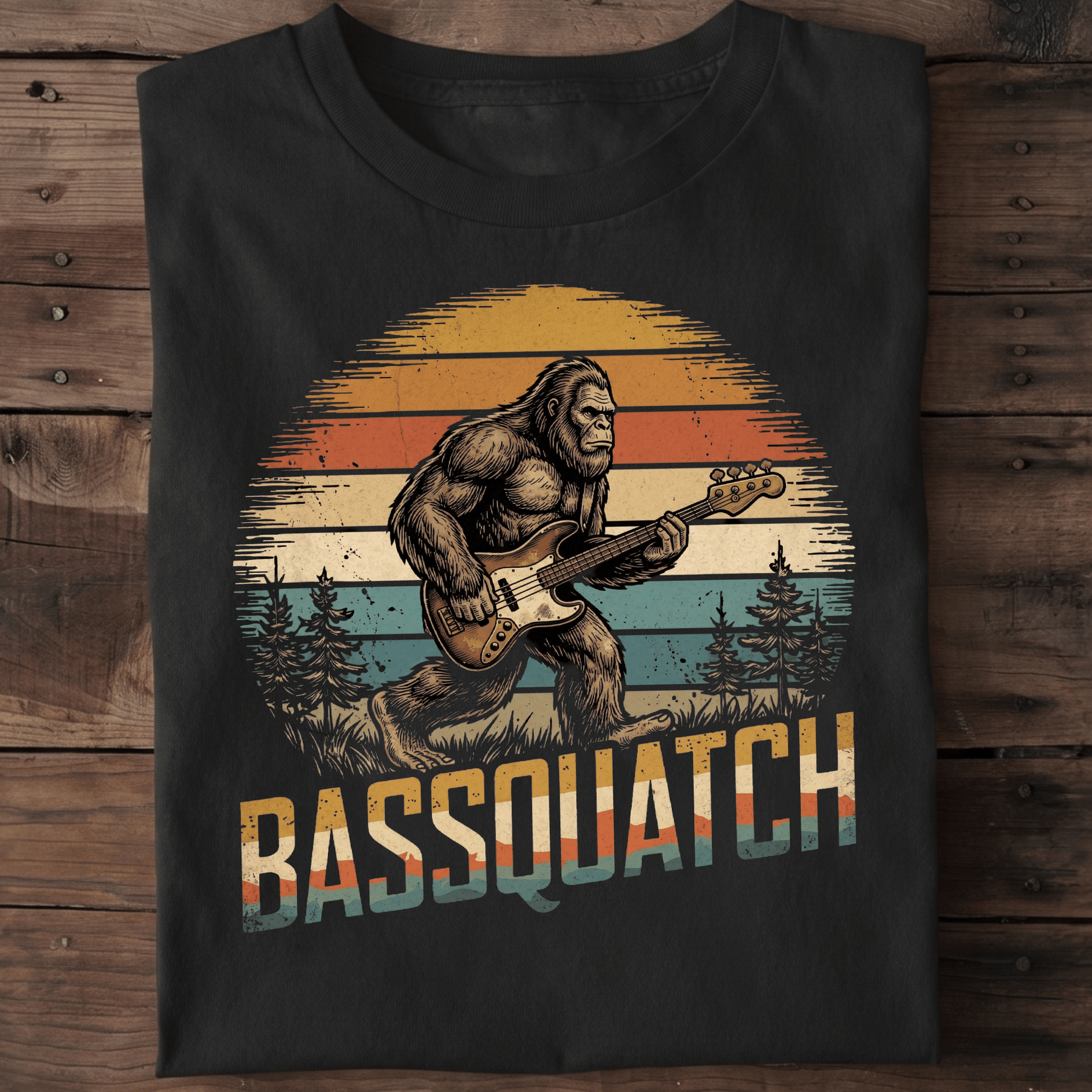 Bassquatch Retro Bigfoot Bassist Tee - The Music Frontiers