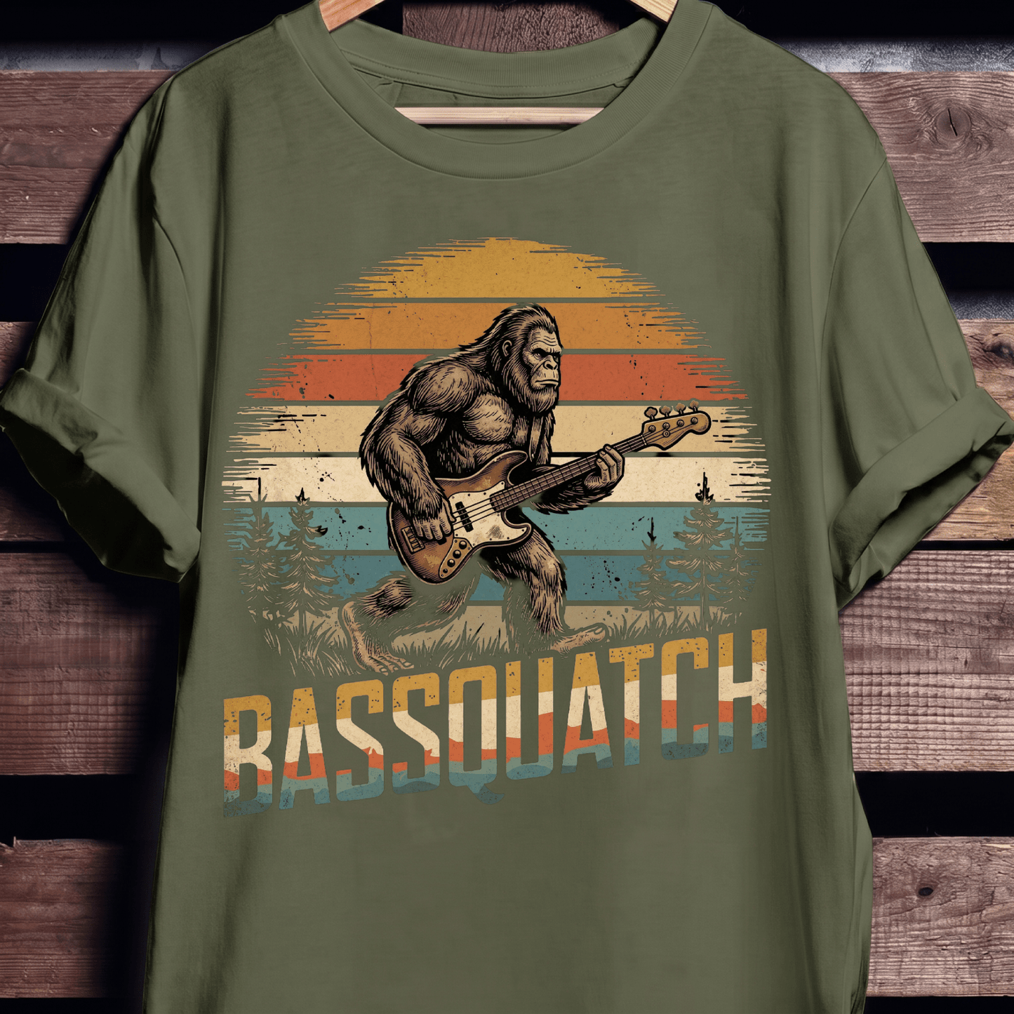 Bassquatch Retro Bigfoot Bassist Tee - The Music Frontiers