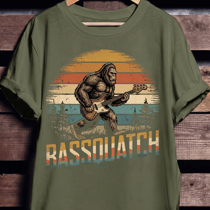 Bassquatch Retro Bigfoot Bassist Tee - The Music Frontiers