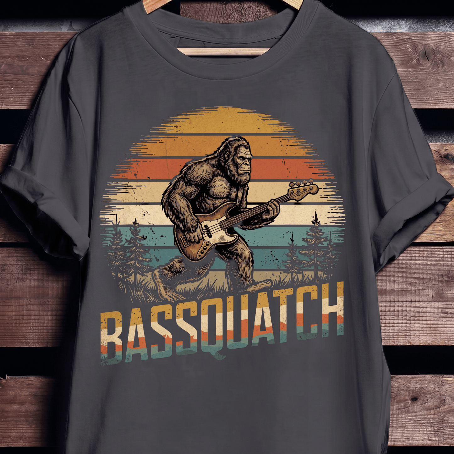 Bassquatch Retro Bigfoot Bassist Tee - The Music Frontiers