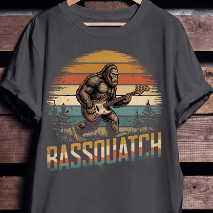 Bassquatch Retro Bigfoot Bassist Tee - The Music Frontiers