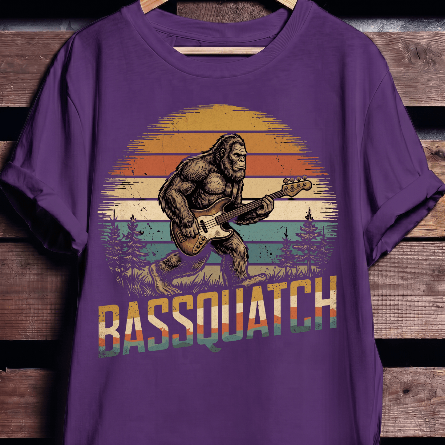 Bassquatch Retro Bigfoot Bassist Tee - The Music Frontiers