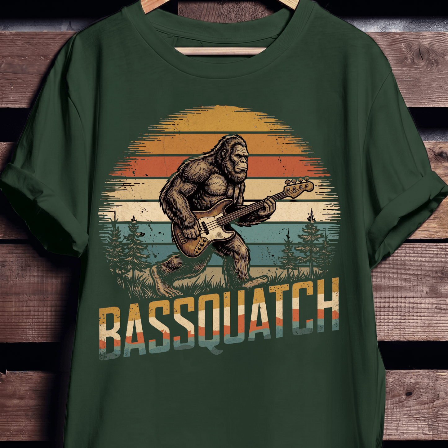 Bassquatch Retro Bigfoot Bassist Tee - The Music Frontiers