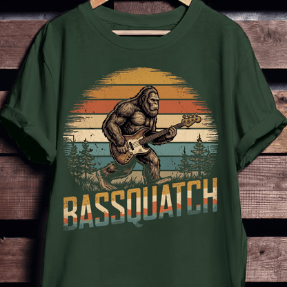 Bassquatch Retro Bigfoot Bassist Tee - The Music Frontiers
