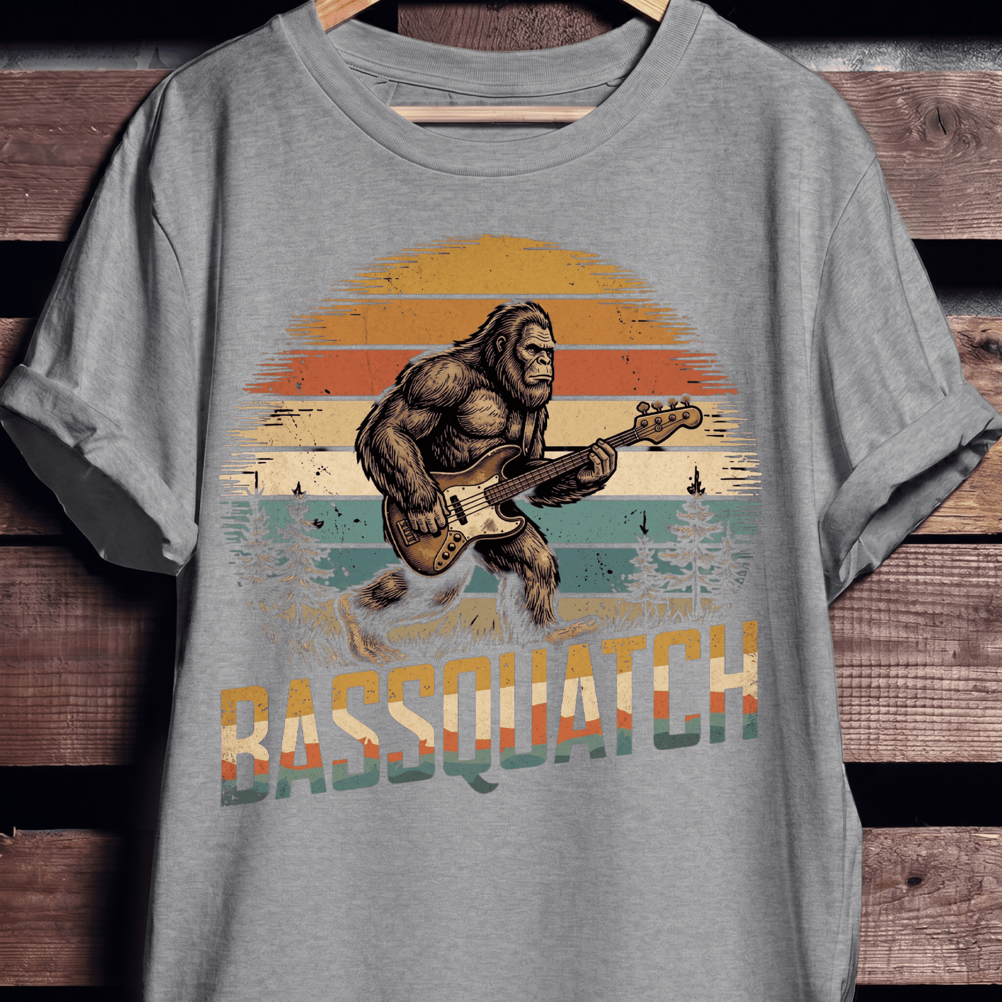 Bassquatch Retro Bigfoot Bassist Tee - The Music Frontiers