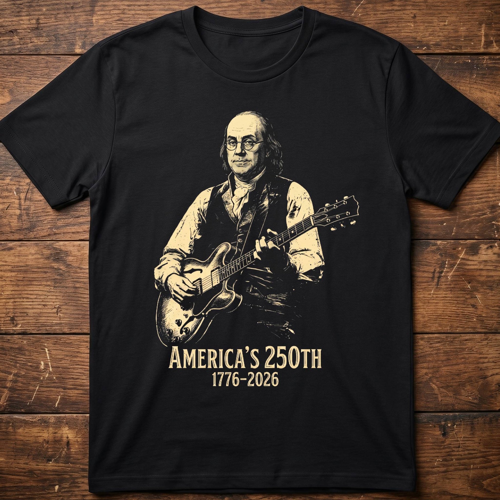 Benjamin Franklin Playing Guitar America 250. - The Music Frontiers