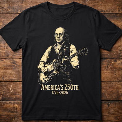 Benjamin Franklin Playing Guitar America 250. - The Music Frontiers