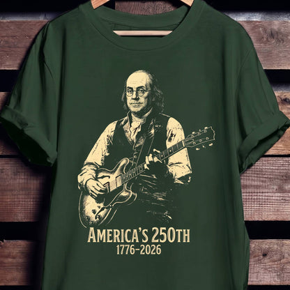 Benjamin Franklin Playing Guitar America 250. - The Music Frontiers