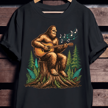 Bigfoot Sasquatch Acoustic Guitarist Tee - The Music Frontiers