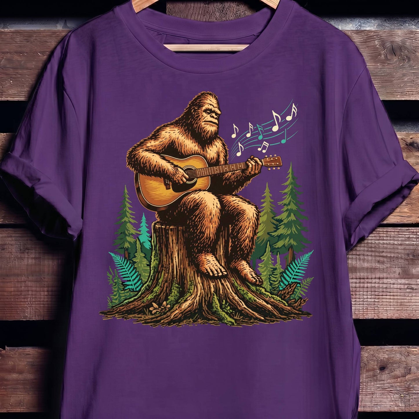 Bigfoot Sasquatch Acoustic Guitarist Tee - The Music Frontiers