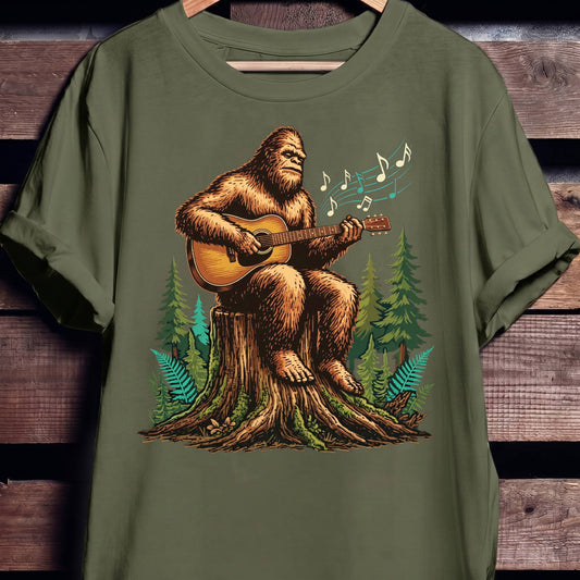 Bigfoot Sasquatch Acoustic Guitarist Tee - The Music Frontiers