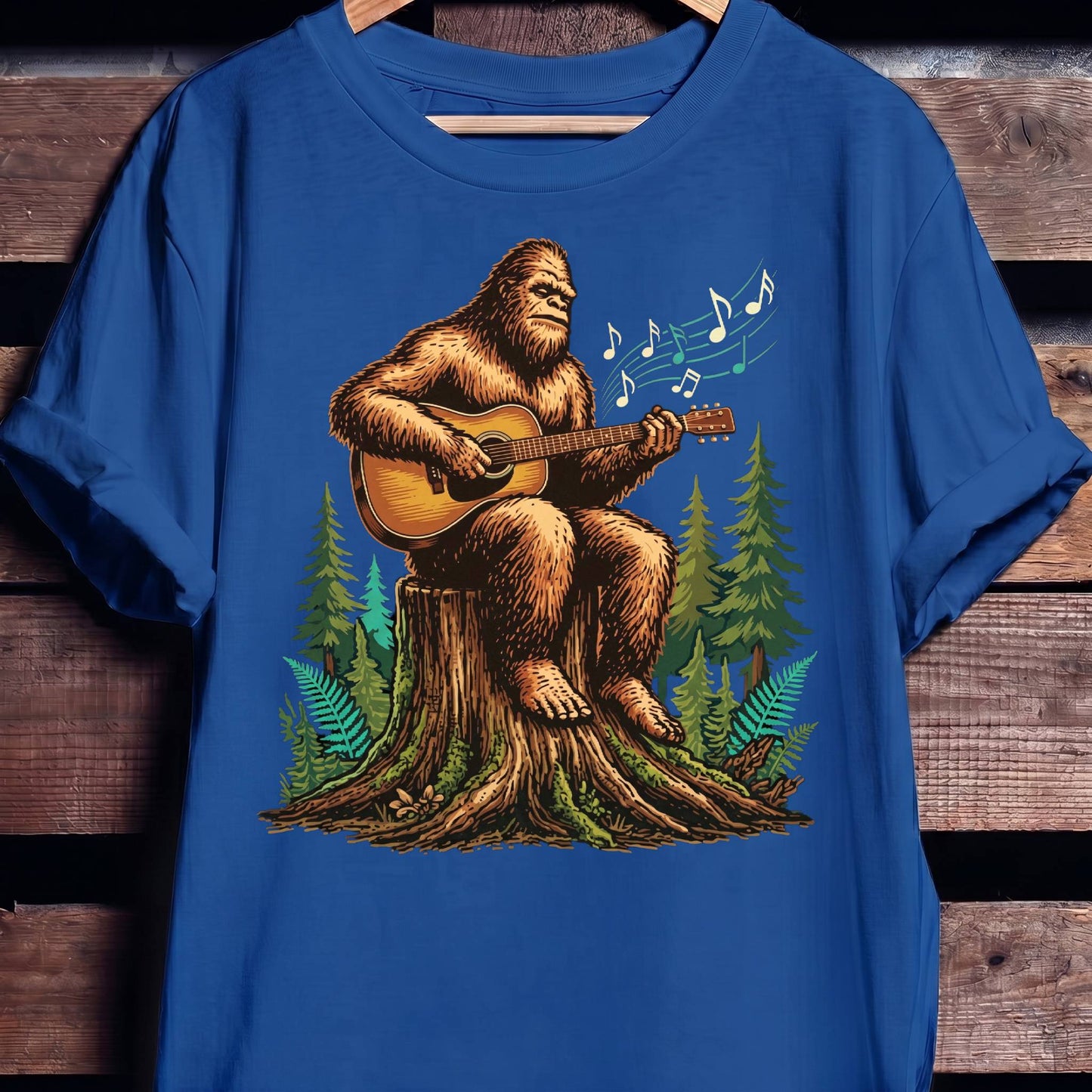 Bigfoot Sasquatch Acoustic Guitarist Tee - The Music Frontiers