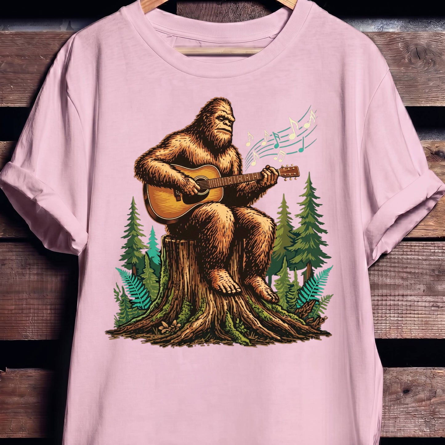Bigfoot Sasquatch Acoustic Guitarist Tee - The Music Frontiers