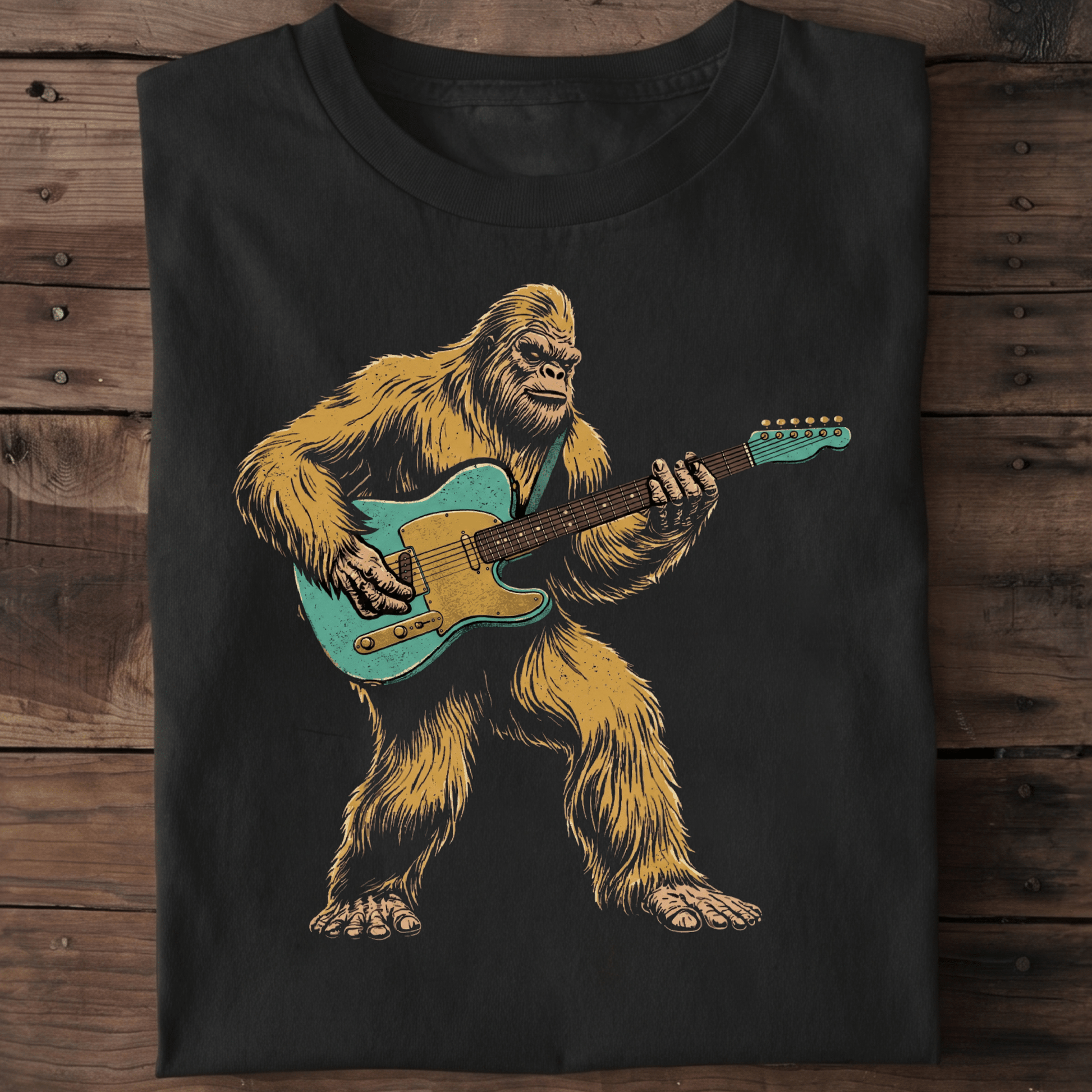 Bigfoot Telecaster Electric Guitarist Tee - The Music Frontiers
