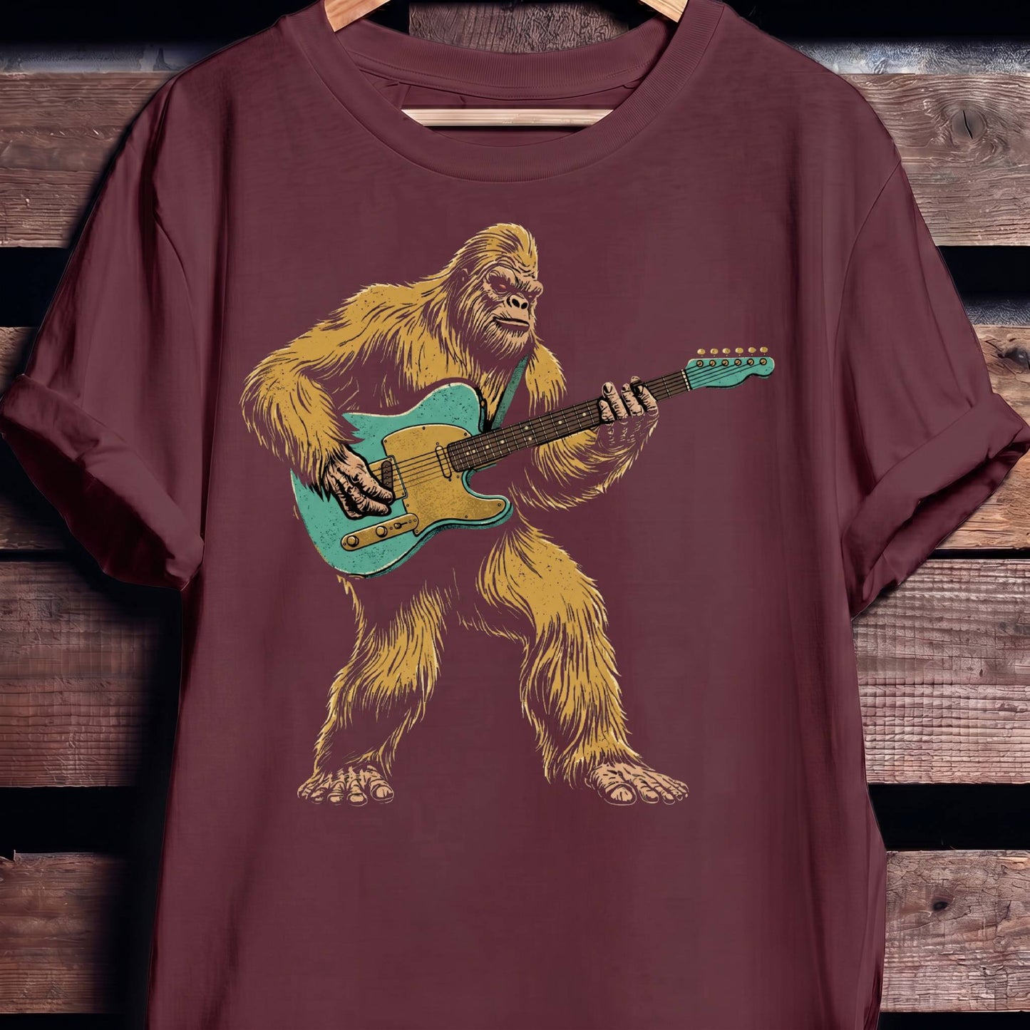 Bigfoot Telecaster Electric Guitarist Tee - The Music Frontiers