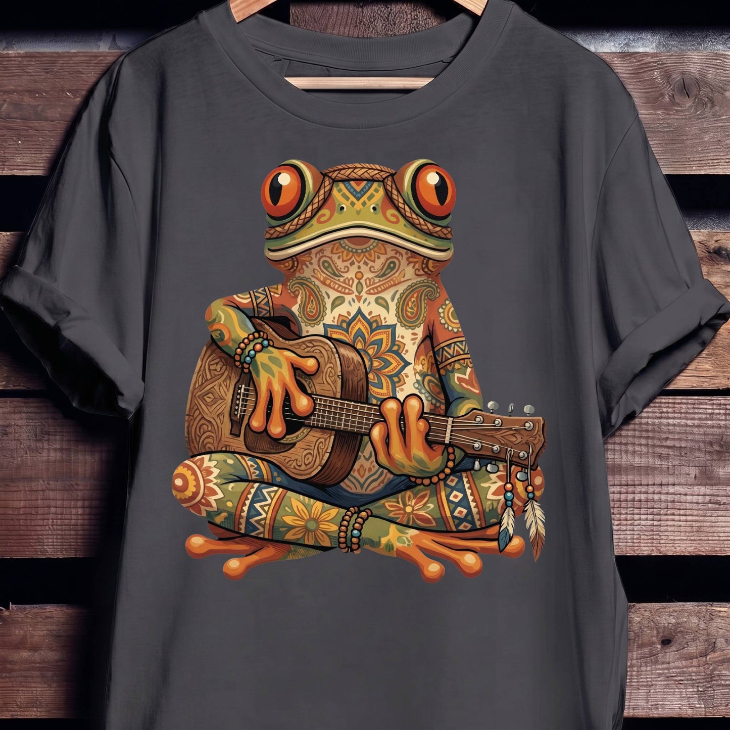 Boho Mandala Frog Guitarist Tee