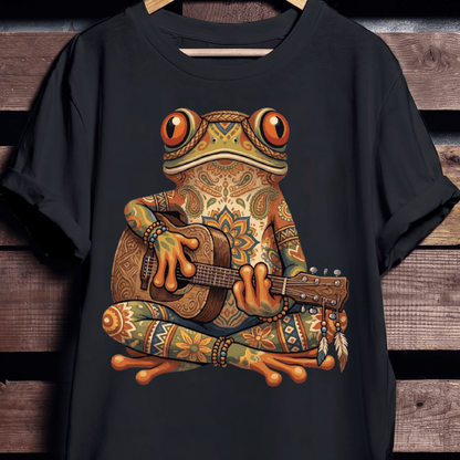 Boho Mandala Frog Guitarist Tee - The Music Frontiers