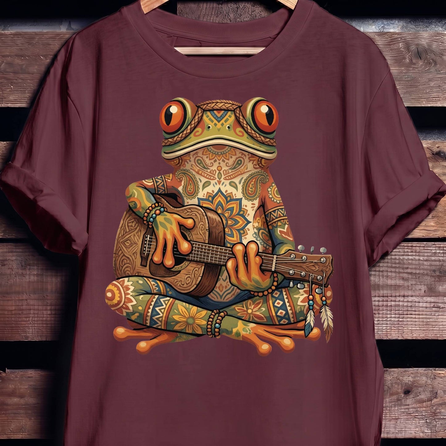 Boho Mandala Frog Guitarist Tee
