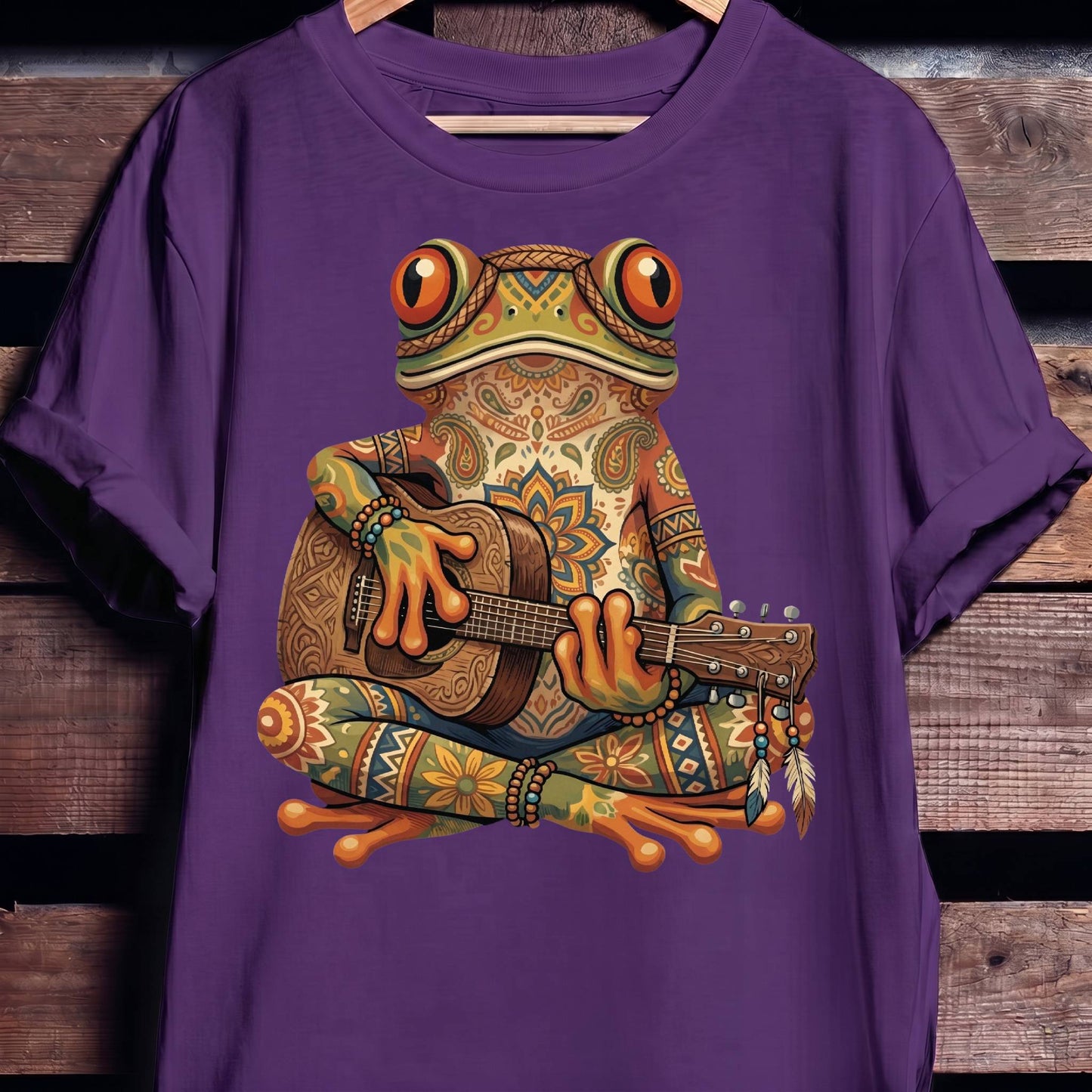 Boho Mandala Frog Guitarist Tee