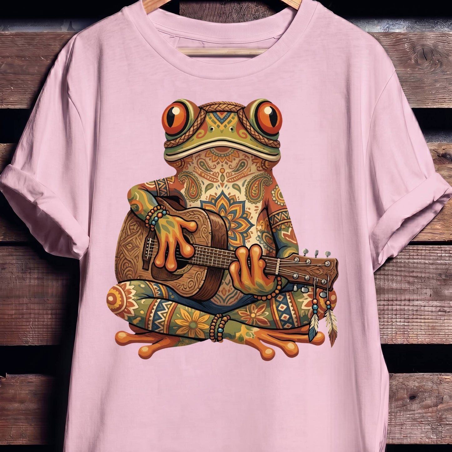 Boho Mandala Frog Guitarist Tee