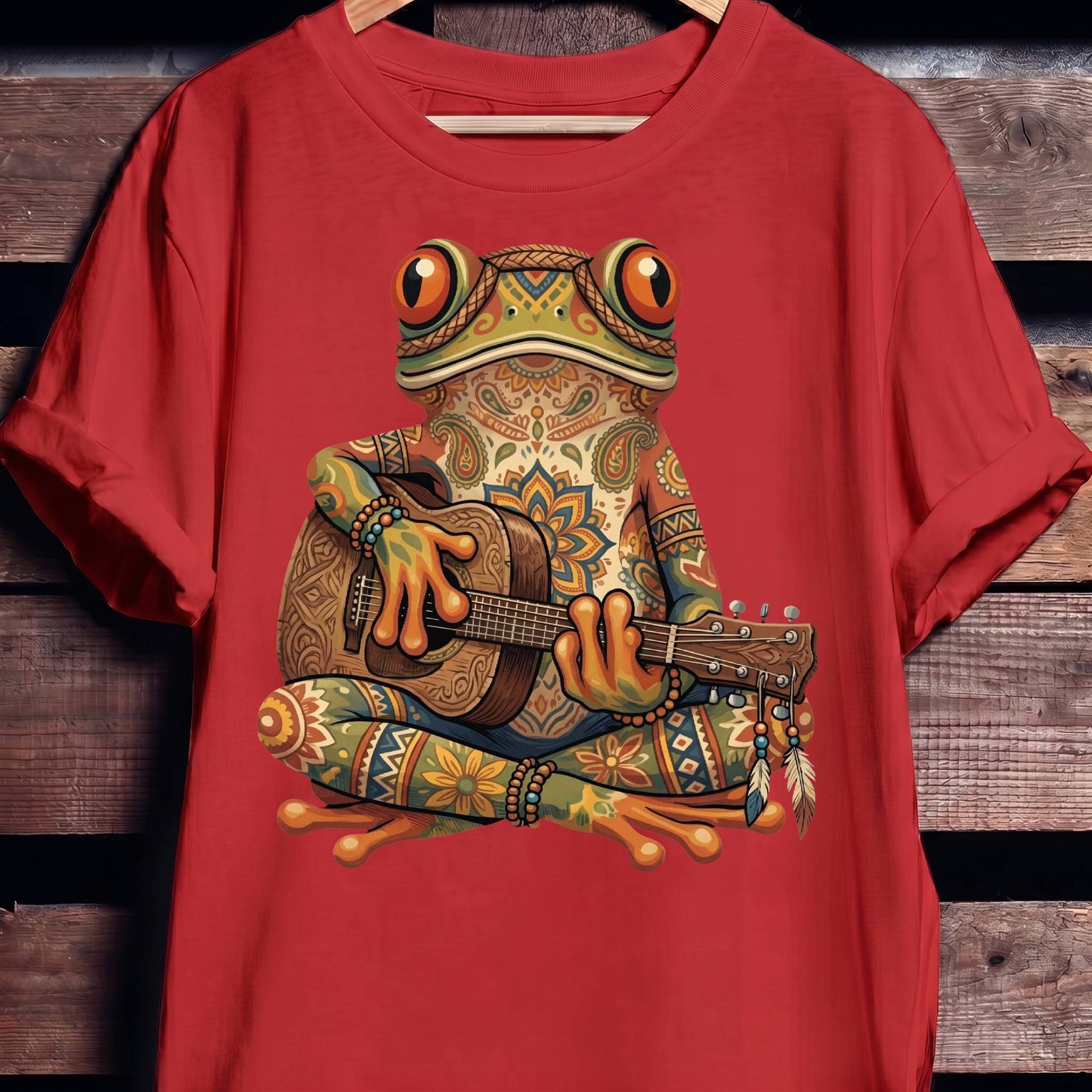 Boho Mandala Frog Guitarist Tee