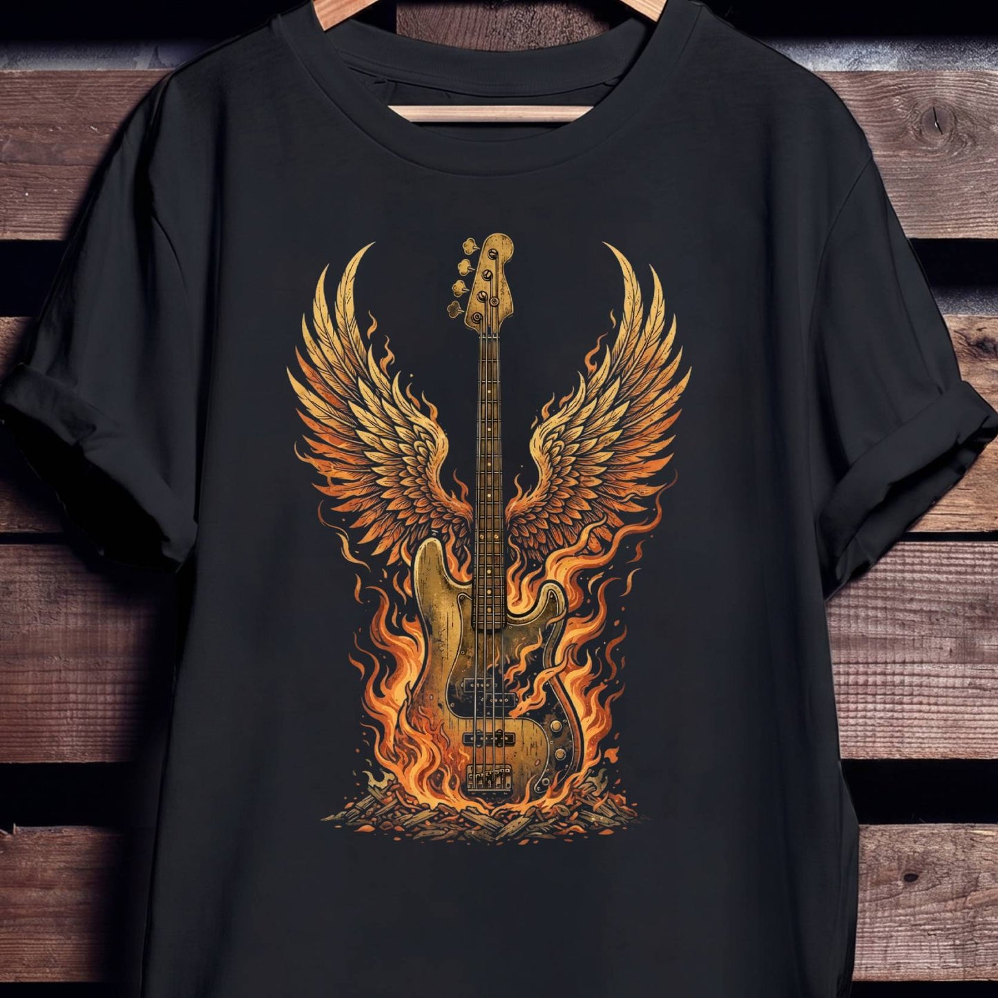 Burning Wings Bass Art Tee - Unisex Standard T-Shirt
