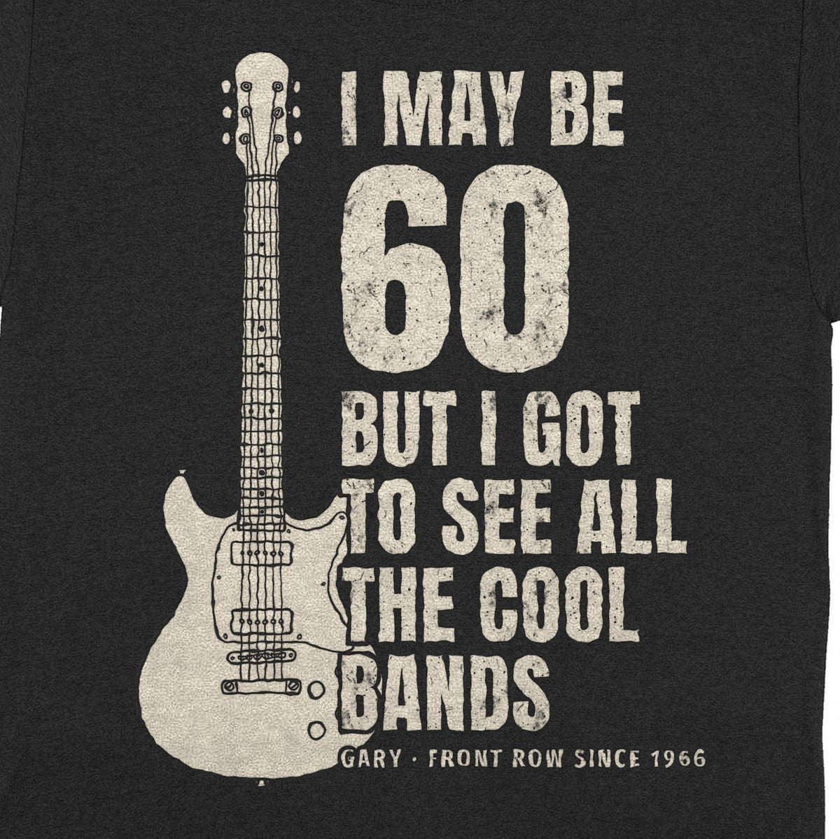 I May Be Old But I Got to See All the Cool Bands Personalized Shirt - Close-up of the print on the black shirt